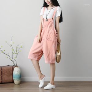 MORI Girl Baggy Jumpsuit Katoen Bib Wide Been Broek Knielengte Harem Rompertjes Hiphop Pocket Overalls Bretels Broek YT2271