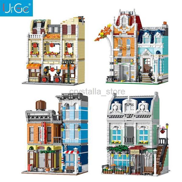 Mork 1178pcs Street View Blocs Bloods Blocs Pizza Shop Bookstore Detective Agency Paris Restaurant Toys for Childrens Gifts 20114 240120