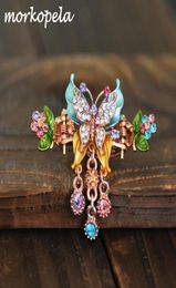 Morkopela Hair Clips Butterfly Email Vintage Charm Rhinestone Haarspeld Clips Women Banquet Claw Accessoires Party Jewelry8757777