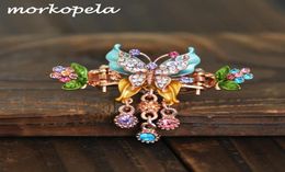Morkopela Hair Clips Butterfly Enamel Vintage Charm Rhinestone Haarspeld Clips Women Banquet Claw Accessoires Party Jewelry4554233