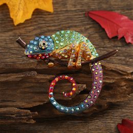 Morkopela grand caméléon broche haute qualité Animal émail broche strass mode vêtements accessoires bijoux broches bon cadeau