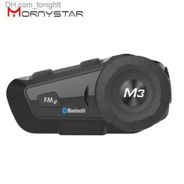 MORNYSTAR M3 Plus Intercom Motorhelm Headset Waterdichte Draadloze Bluetooth BT Interphone FM Radio Stereo Muziek Q230830