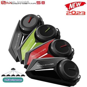 Mornystar S8 Motor Intercom Helm Bluetooth Headset 6 Rider Luidspreker Hoofdtelefoon Muziek delen FM Motor Hoofd Interphone Q230830