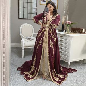 Marokkaanse kaftan avondjurken bordeaux borduurwerk dames prom feest dragen formele jurken kaftan jurk robe de soiree