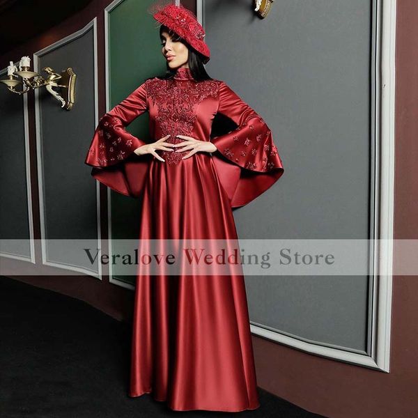 Caftan marocain robes de soirée dentelle Appliques 2021 manches longues robe de bal musulmane veste caftan arabe robes de soirée