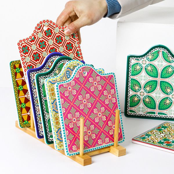 Coasters en céramique marocaine Tapis d'isolation à la chaleur non dérapante Tapis de tasse avec base de liège Idéal Housewarming Cadeau Home Decor