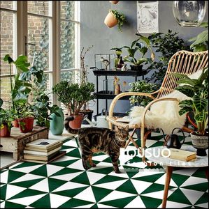 Moroccan dark green small tiles Nordic retro toilet bathroom wall and floor tile kitchen balcony flower pieces