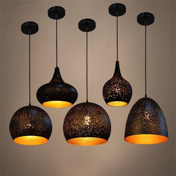 Marocain Loft Pendentif Lumières Industriel Noir Lampe Suspendue Pour Salon Café Cuisine E27 Led Suspension Luminaire Décor À La Maison Lampes