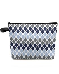 Marocain bleu marine dégradé grande capacité voyage sac cosmétique Portable maquillage pochette de rangement femmes étanche porte-crayon