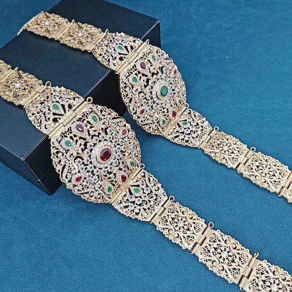 Cinturón de boda marroquí accesorios nupciales Damas francesas Cadena de cintura Musulmana Kaftan Cadena de carrocería 240419