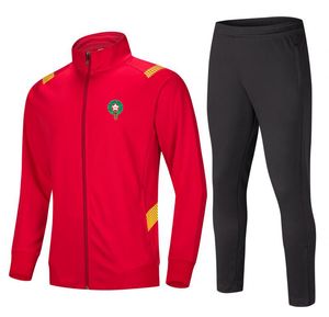 Maroc Combinaison d'entraînement à manches longues et fermeture éclair complète pour hommes et enfants adultes Sports de plein air et loisirs ensemble de vêtements de sport Maillots de sport de jogging