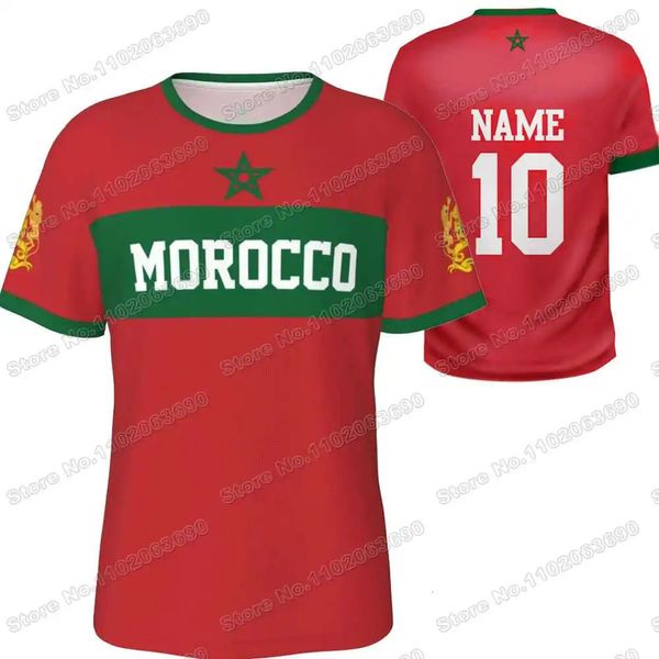 Maroc Original DIY Football Shirt Flag Nom personnalisé Men and Womens Training Tops Fitness Jersey Running Randing Bringsy Tops 240428