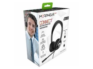 Morpheus 360 Connectez le casque stéréo USB avec Boom Microphone - Réduction du bruit Mic - Coussins d'oreille en cuir - Contrôles de volume en ligne - Bouton MUTE