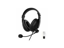Morpheus 360 Deluxe multimédia stéréo USB casque - microphone réglable - conception confortable légère - coussins d'oreille en cuir écologique doux - oreille à oreille