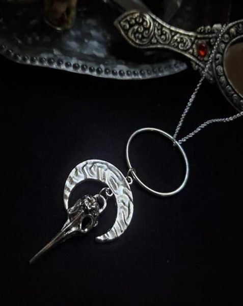 Morrigan Moon Goddess Crow Skull Collier Gothic R Bijoux Pagan Céleste Witch Femmes Gift 2021 Pendant Fashion Long Colliers 2436881