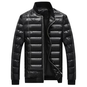 Moruancle mode heren lederen jassen en jassen pu varsity honkbaljack man man winter warme bovenkleding maat m-4xl dik thermisch thermisch