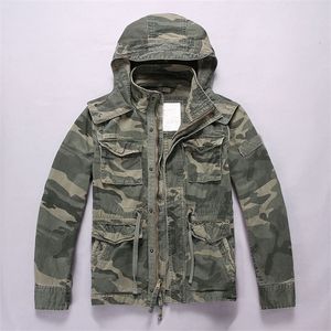 MORUANCLE Vestes cargo décontractées pour hommes avec poches multiples Style militaire Vêtements d'extérieur tactiques avec capuche amovible Vêtements de camouflage X0710