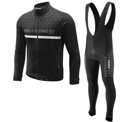 Morvelo 2020 équipe de mode hommes cyclisme manches longues jersey bavoir pantalons ensembles personnalisable direct s protection contre le froid Y201121045697544