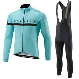 Morvelo équipe cyclisme maillot costume hommes à manches longues course vélo chemise bavoir pantalon ensemble vtt vélo vêtements maillot Ciclismo Y21031217234q