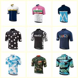 Maglia da ciclismo a maniche corte del team Morvelo Abbigliamento da bici da uomo Tute Cerniera frontale ad asciugatura rapida Indossabile Traspirante U52902215B