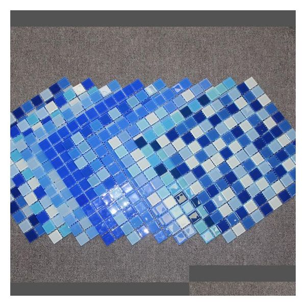 Mosaico de vidrio Cristal TV Fondo Pegatinas de pared Piscina Azul Baño Balcón Entrega de gotas Hogar Jardín Suministros de construcción hasta Dhg0M
