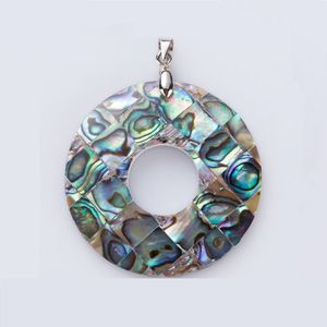 Mosaïque ronde en forme de beignet, pendentif en coquillages d'ormeau, breloque, bijoux bohème, pendentifs en coquillages authentiques, 5 pièces