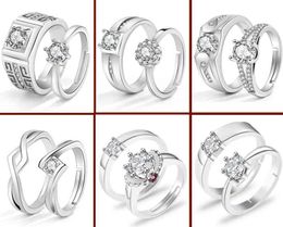 Mosang Diamond Zircon Engagement Ring Paar Crown Opening S