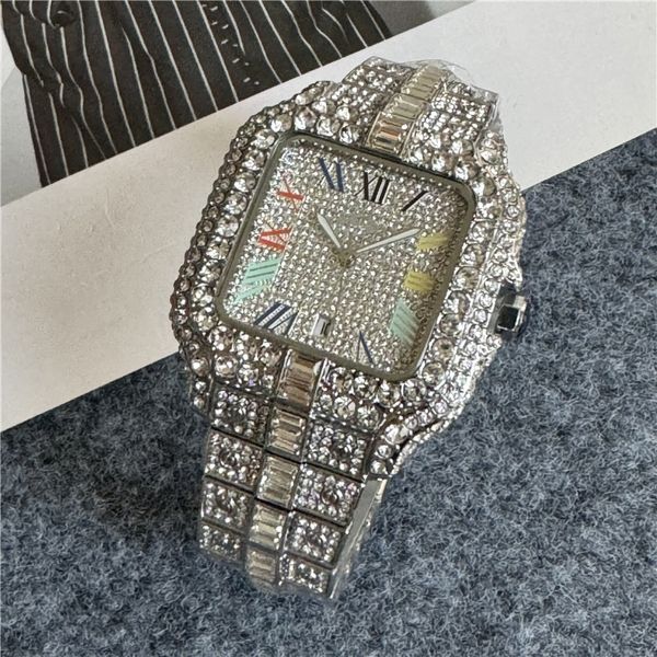 Montre Mosang Stone Diamond Watch Luxury Luxury Men de quartz pour hommes à 3 broches avec un mouvement de haute qualité calendrier