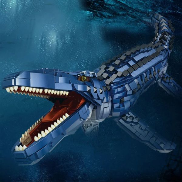 Mosasaurus Bricks Toys Big Size Dinosaur Figures T REX Jurassic Model Building Blocys Dino Velociraptor Brontosaurus Spinosauru