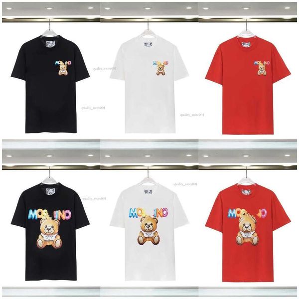 Moschin Designer Womens Moschin T-shirt Summer Summer Italian Luxury Brands New Tees Cartoon Bear Cotton Cotton Round Nou pour Moschin 219