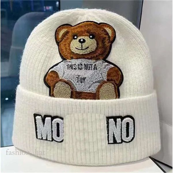 Moschino Beanie mode tendance marque Moschion tissu collant petit ours laine chapeau fille mignon étudiant tricoté Mochino chapeau 704