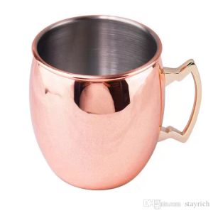 Tasse plaquée cuivre Mule de moscou, tasse en acier inoxydable martelé, tambour, tasses de boisson pour Cocktail