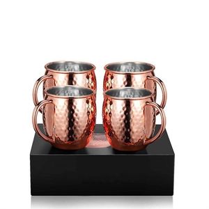 Tasse Mule de moscou en acier inoxydable, tasse à Cocktail, bord bouclé en métal, marteau plaqué cuivre, tasses à bière LT747