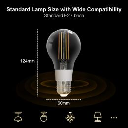 Mose Tuya WiFi Smart Filament Bulb E27 Energiebesparende Licht Dimable App Remote Control Work Alexa Google Home voor spraakbesturing
