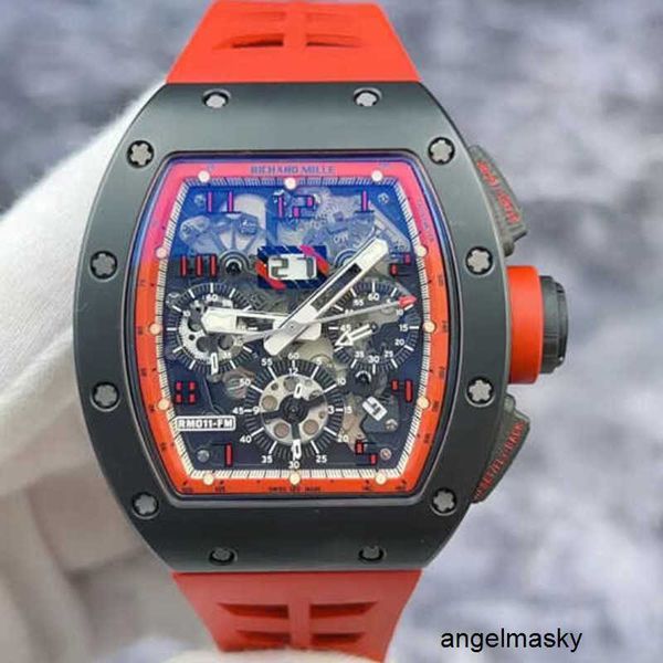 Reloj Mosissanite RM Reloj de pulsera RMwatches Reloj de pulsera RM011-FM Midnight Fire Edición limitada 88 Color negro y rojo ahuecado RM011