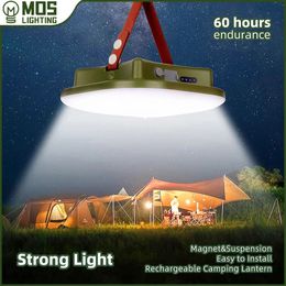 Moslight Charging Camping Light Strong Magnet Zoom draagbare zaklamp Tent werk licht onderhoud buitenled 240514