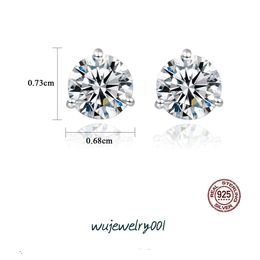 Mosonite diamanten oorbellen diamant drie klauw oorbeen oorstekers s925 sterling zilver platina mode eenvoudige dames oorbellen nieuwe trend