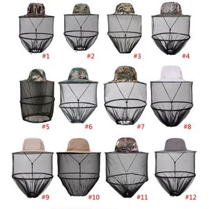 Mosquito Head Net Hat Textil Sombrero para el sol con red Senderismo al aire libre Camping Jardinería Ajustable i0420