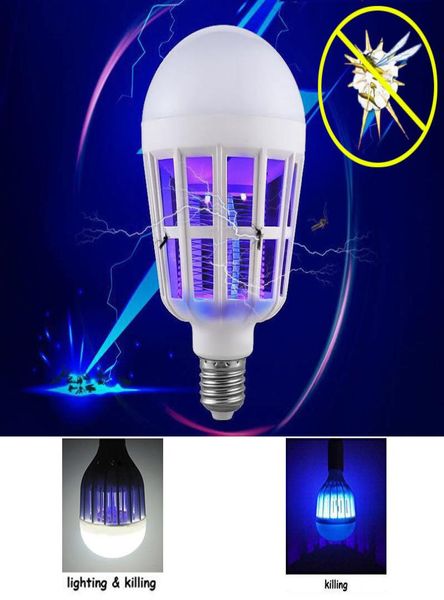 Lampe anti-moustique 2 mods en 1 E27 LED ampoule piège électrique lumière électronique anti-insectes guêpe ravageur mouche serre extérieure 3911614