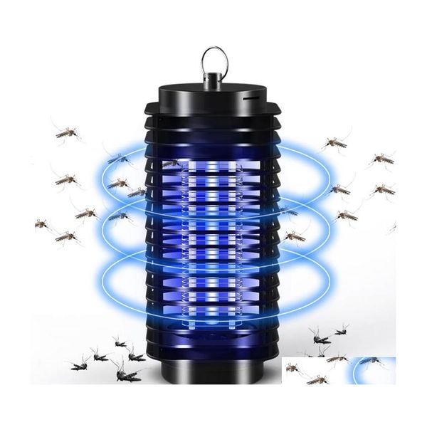 Mosquito Killer Lamps 110V / 220V Portable Electric Led Repelente de luz Fly Night Uv Eu Us Plug Drop Delivery Lights Iluminación al aire libre Dhe47