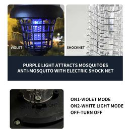 Lámparas asesinas de mosquitos 2 lámparas repelentes de mosquitos solares con modos de lámparas luces LED impermeables al aire libre utilizadas para acampar en jardines y céspedes YQ2404171