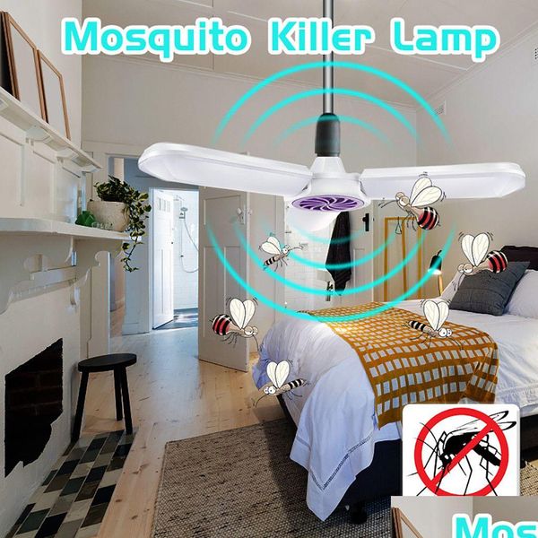 Lámparas de asesino de mosquitos 45W E27 LED Luz de garaje Techo Plegable Repelente de mosquitos Eléctrico USB Killer Luces Drop Entrega Luces Ligh Dhrkq