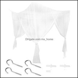 Muggen Net Beddengoed Leveringen Home Textiel Tuin 190x210x240cm Europese stijl 4 Corner Post Bed Luifel FL Netting Slaapkamer Decoratie Dro