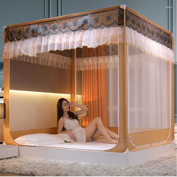 Moustiquaire pliable avec fermeture éclair, support entièrement fermé, Anti-chute, lit de princesse, Zanzariera, fournitures de chambre à coucher BS50WZ