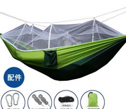 Mosquito Net Hangmat 12 kleuren 260 * 140cm Outdoor Zomer Parachute Doek Veld Camping Tent Tuin Camping Swing Hanging Bed