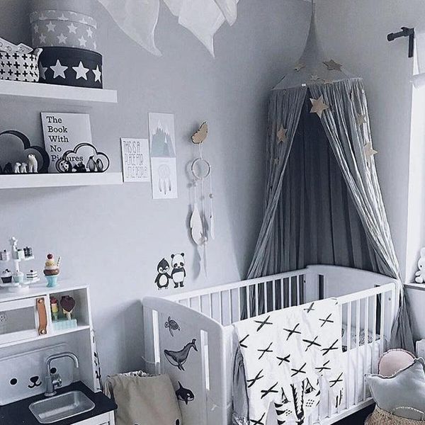 Mosquitera chico cama dosel cortina cúpula redonda colgante mosquitera tienda cortina Moustiquaire Zanzariera bebé jugando en casa
