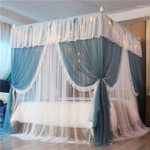 Mosquitera de lujo de dos pisos, estilo princesa de encaje romántico, de pie, adecuada para decoración de habitación de cama de 1,2 m, 1,5 m, 1,8 m y 2m