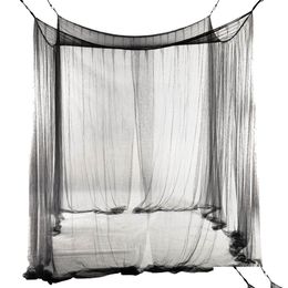 Moustiquaire Nouveau 4Corner Lit Netting Canopy Moustiquaire Pour Queen/King Sized 190X210X240Cm Noir Drop Delivery Home Garden Textiles Dhadw