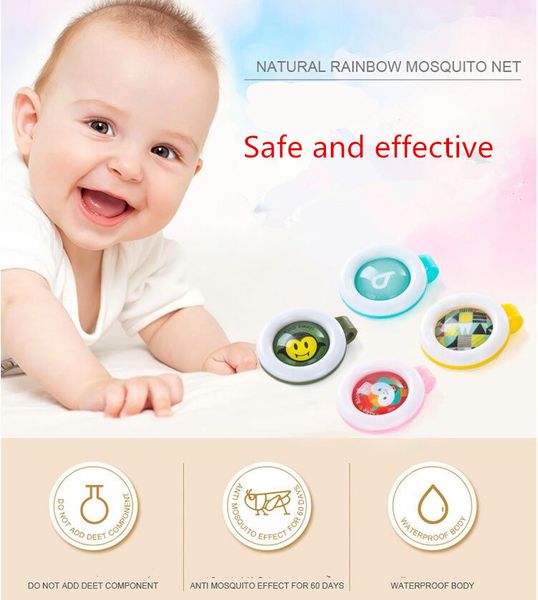 Mosquito Repeuling Badge Bouton Boucle Boucle Cartoon Mignon Anti-Mosquito Insect Bogue Clip Repolet pour bébé Mosquito Repulse