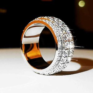 Mossan stenen ring voor heren 18k witgouden diamantring